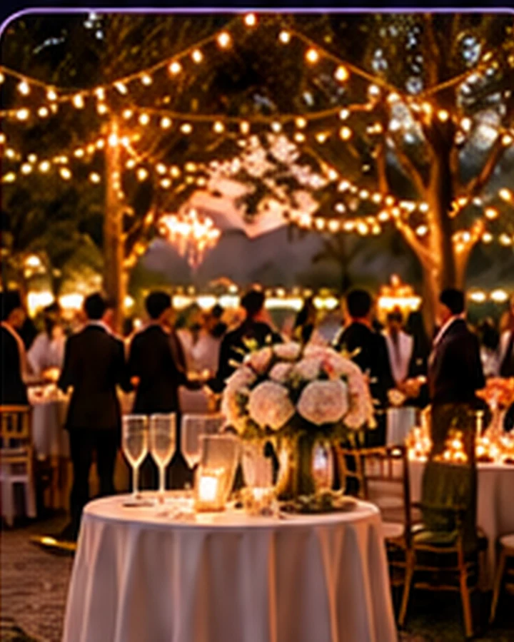 Warm cocktail hour event setting
